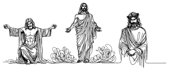 jesus christ portrait art in hand-drawn style for church and spiritual designs