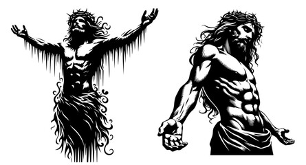 Fototapeta premium religious jesus christ portrait illustrations in sketch style