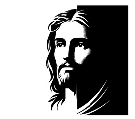 sacred jesus christ illustrations in black and white line art