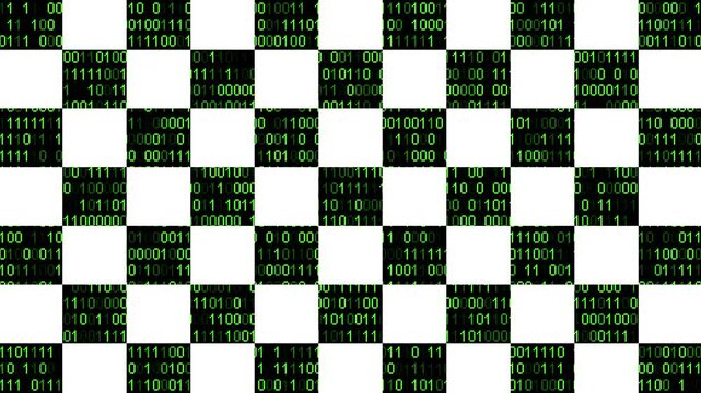Binary code on sport racing flag.
