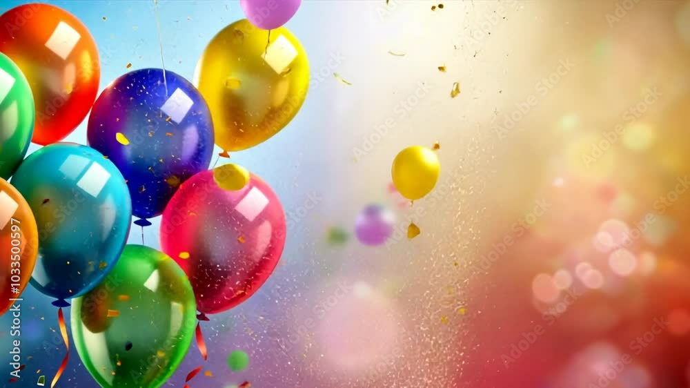 Poster a bunch of colorful balloons are floating in the air, creating a festive and joyful atmosphere. the 