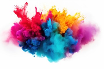 Colorful powder explosion white background creativity.