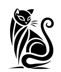 minimalist black cat logo design, showcasing graceful lines and modern style black vector