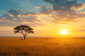 Photo of savanna sky landscape sunlight.