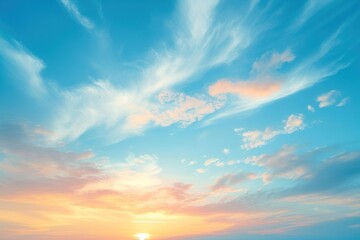 Fototapeta premium Photo of soft and dreamy sky backgrounds sunlight outdoors.