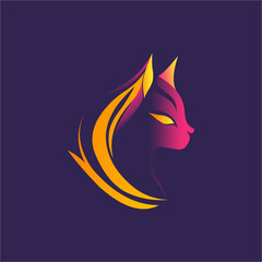 simple abstract cat logo design