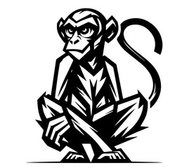 expressive black silhouette of a monkey captured mid-motion, ideal for logos and designs focusing on wildlife and fun black vector
