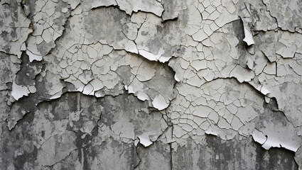 Fototapeta premium Cracked and peeling paint texture in shades of white and gray