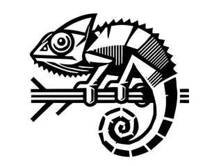 artistic chameleon in geometric pattern and shapes black vector © Luka