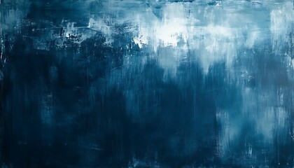 Fototapeta premium A serene abstract painting in shades of blue, evoking calmness and depth, with textured brushstrokes and subtle light reflections.