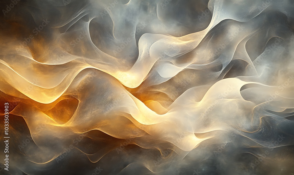 Leinwandbilder A mesmerizing abstract representation of flowing waves with warm and cool tones, creating a dynamic interplay of light and texture.