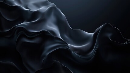 Obraz premium Flowing black fabric texture, smooth waves, soft shadows, elegant drapery