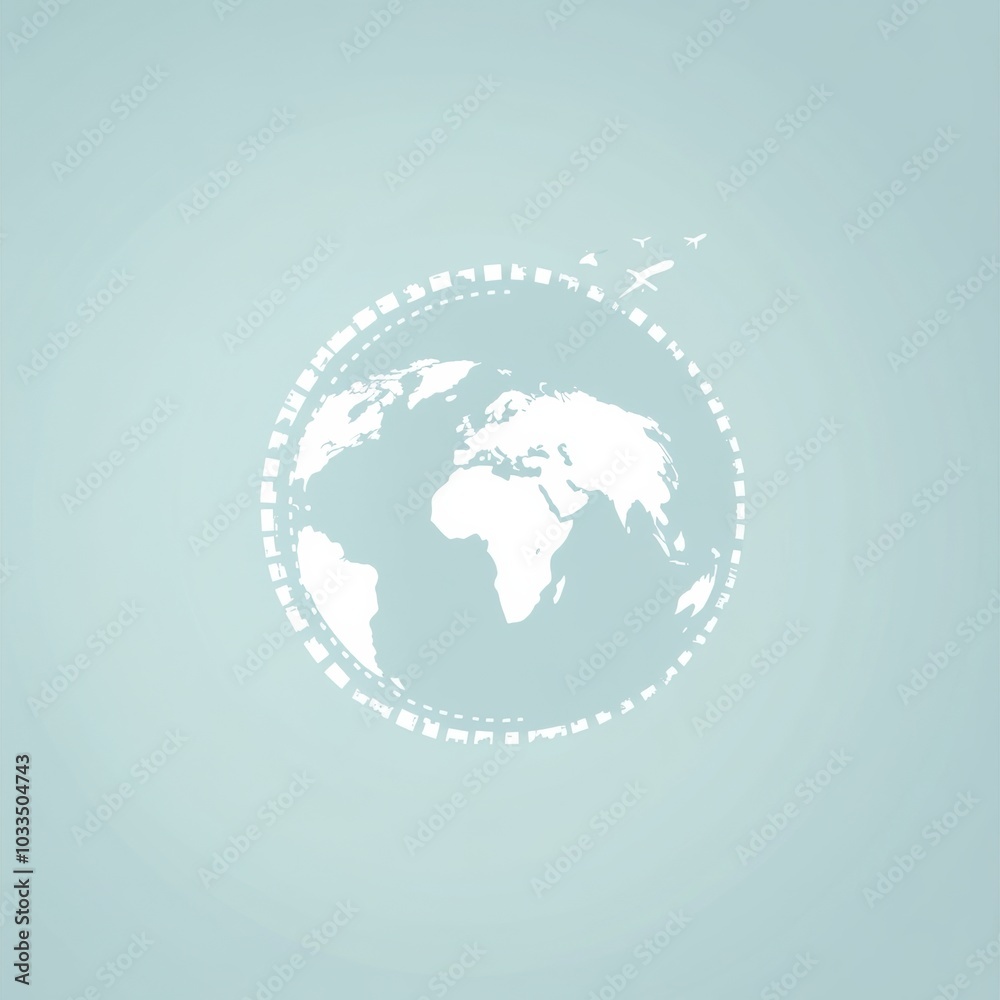 Poster the design features a globe with an airplane creating a trail, representing exploration, wanderlust,