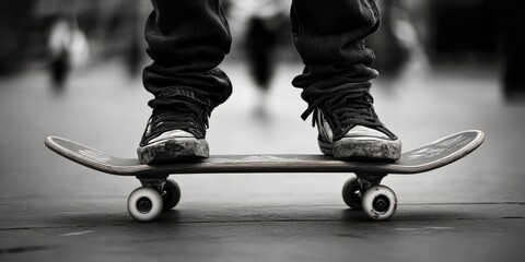 Love for skateboarding, a silly sport, with hands on the skateboard.