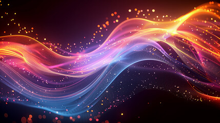 Obraz premium Abstract wave line background. Flow texture. Curve flow. Modern background design. Abstract design. Colourful wave on a black background. smoke