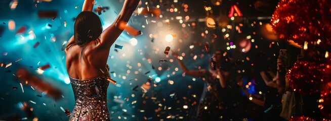 dancing at a party in a disco or nightclub or new year's eve