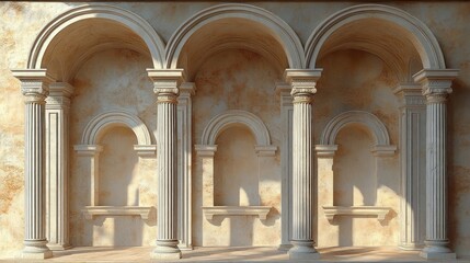 Fototapeta premium Architectural Arches with Columns in Light Setting