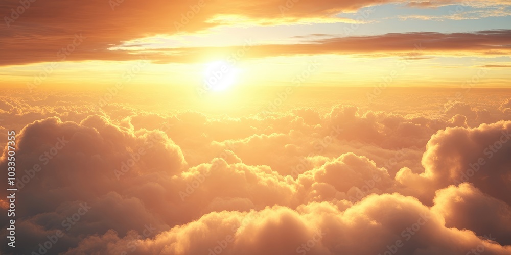 Aufkleber sunrise on a cloudy day with open space for text and wording