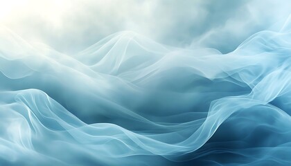 Obraz premium A serene, ethereal scene of soft, flowing waves in calming shades of blue and white, evoking tranquility and subtle movement.