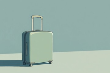 This illustration features a sleek suitcase with a handle, highlighting essential travel gear against a serene background. Generative AI