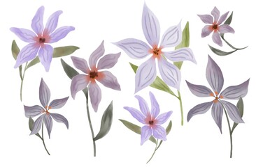 Delicate pastel watercolor flower collection for botanical design and decor