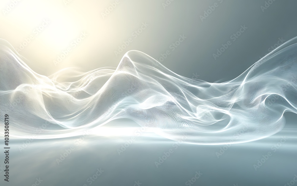 Leinwandbilder A serene, abstract wave of light and texture, creating a fluid, ethereal atmosphere with soft gradients.