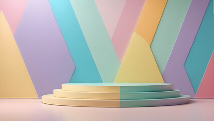 Abstract minimal scene with geometric forms. Background for product presentation.
