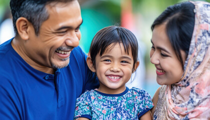 Happy muslim family smiling and having fun together