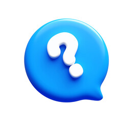 Blue Question mark icon 3d illustration background