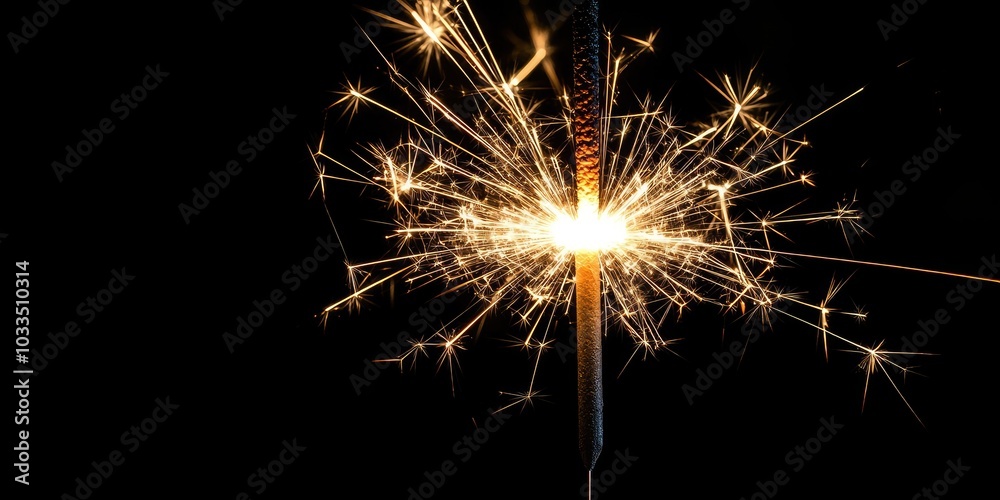 Poster a sparkler firework featuring black copyspace.