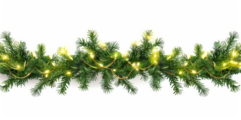 Obraz premium The Christmas garland sparkles with twinkling lights, creating a merry and joyous celebration. It enhances holiday cheer and brightens the surroundings beautifully, adding to the festive ambiance