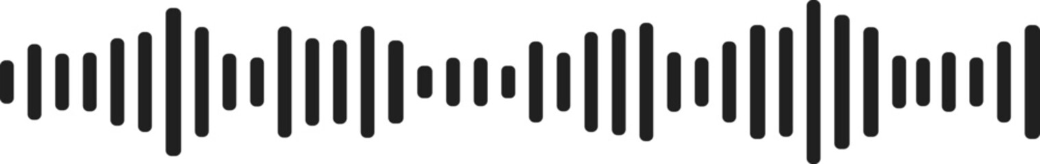 Sound wave or voice message waveform. Podcast, media record, radio signal. Decibel audio record icon