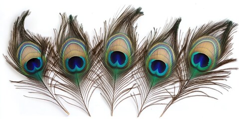Obraz premium Peacock feathers on a white backdrop