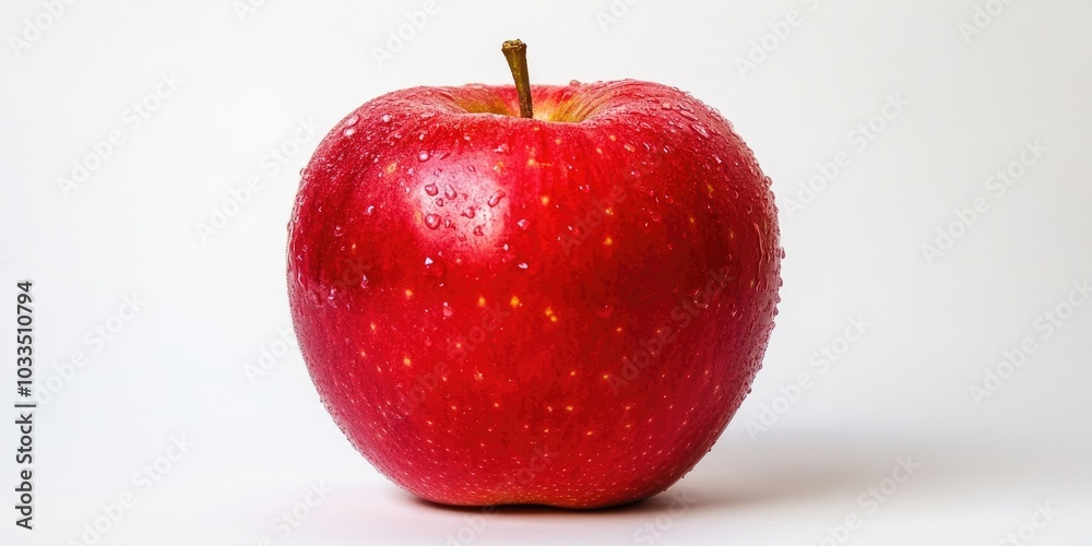 Poster red apple displayed on a white background