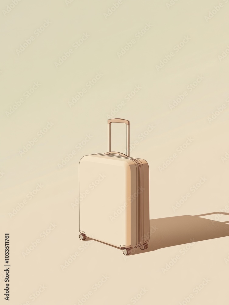 Aufkleber This illustration showcases a clean, minimalist suitcase with a handle, emphasizing travel's simplicity and elegance in design. Generative AI