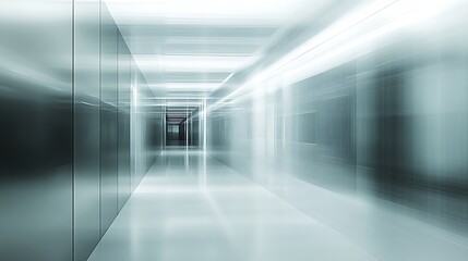 Obraz premium A sleek, modern corridor with reflective surfaces and bright lighting, creating a minimalist and futuristic ambiance.