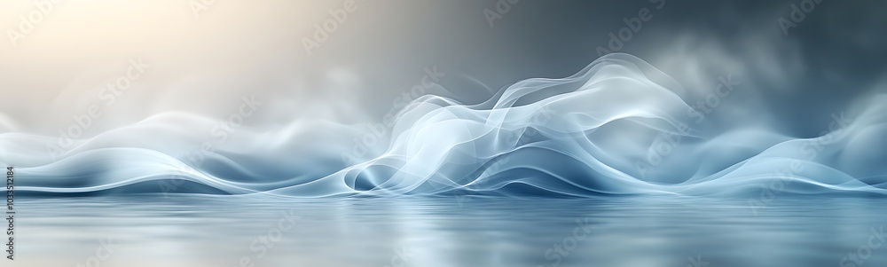 Leinwandbilder the image portrays soft, flowing waves on a serene water surface, illuminated by gentle light, creat