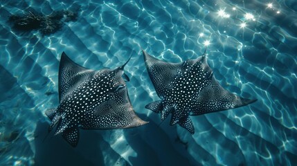 Fototapeta premium A family of stingrays in the ocean