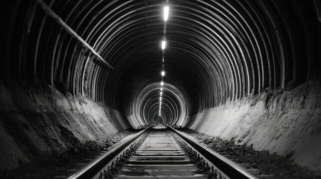drilling operation inside long underground tunnel