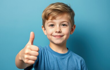 Happy child giving thumbs up