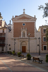 Fototapeta premium Salvador church in the old town of the city of Valladolid at sunset, Spain.