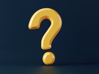 Naklejka premium 3D Yellow Question Mark on Dark Background