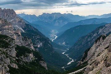 Obraz premium Beautiful mountain landscape in the Dolomites in Italy, a UNESCO World Heritage Site.