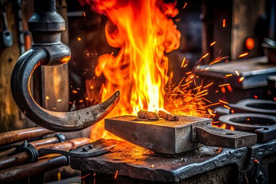 Blacksmith Forge: Tempering Metal Horseshoe in Water Jar at Traditional Workshop