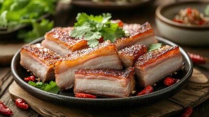 Crispy Pork Belly with Fresh Herbs and Spices