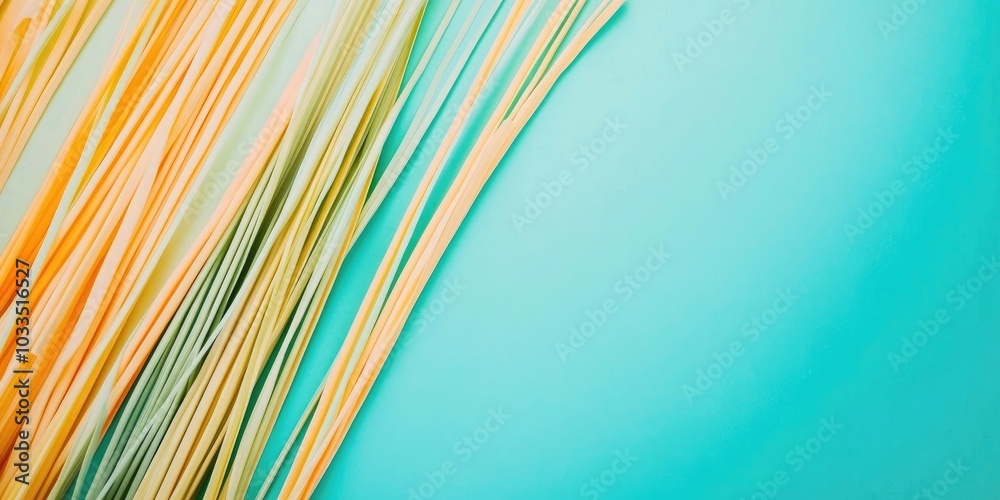 Poster Creative background with straw for copy space. Minimal flat lay card design. Natural composition background.