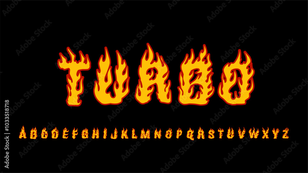 Fototapete fire font lettering design vector set