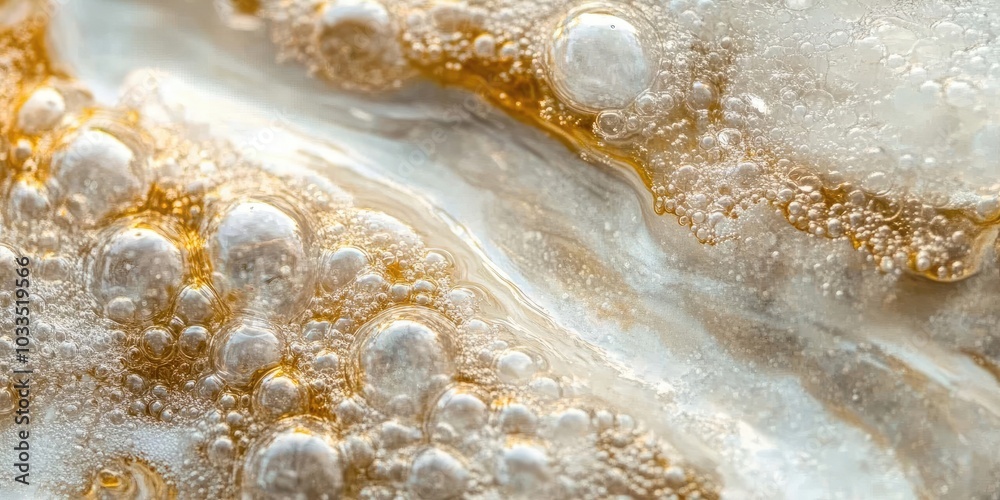 Poster closeup view of a water stream with bubbles
