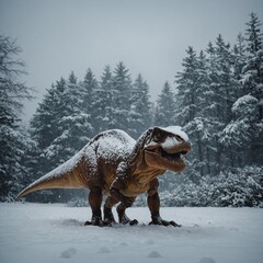 dinosaur in the snow