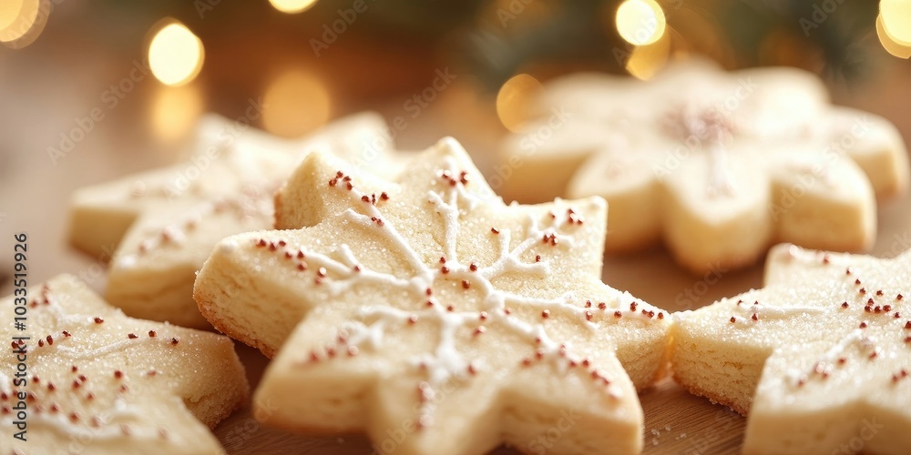 Poster freshly baked sugar cookies. closeup with very shallow depth of field.
